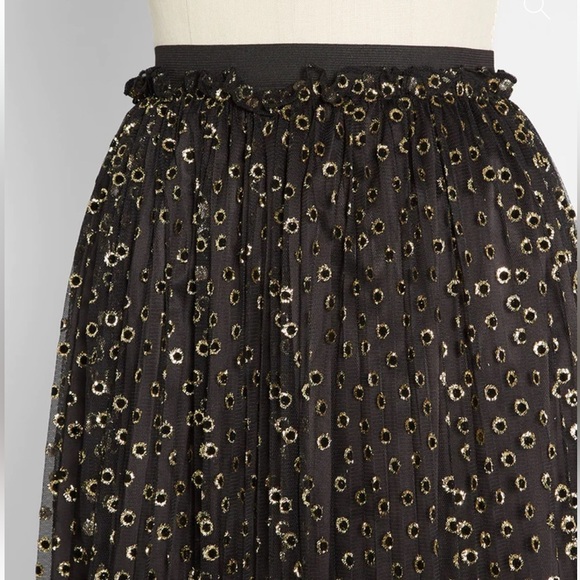 ModCloth Anthropologie Speckled In Gold Midi Skirt Size 0 NWT - Picture 4 of 6